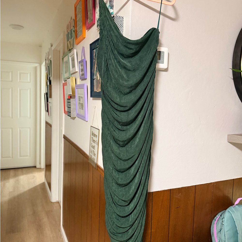 Fashion Nova Deep Green Velvet Dress